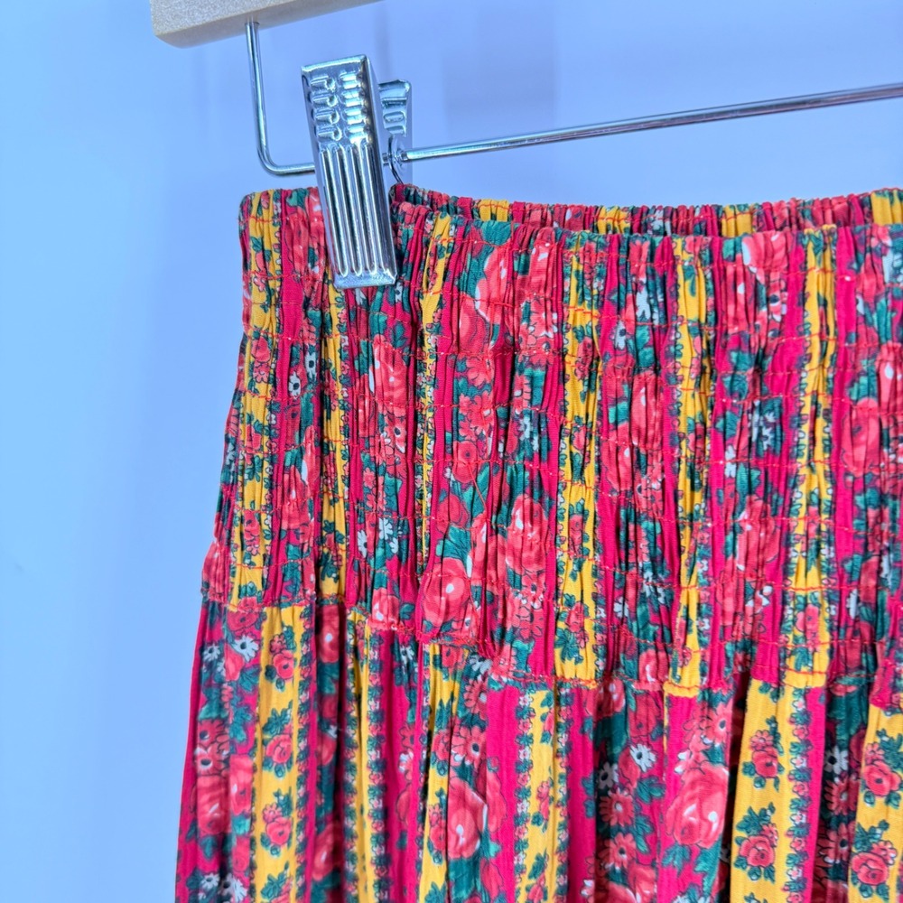Unbranded Tiered Maxi Skirt Red XS Floral Boho Peasant Cottagecore Made in Italy - Picture 6 of 8